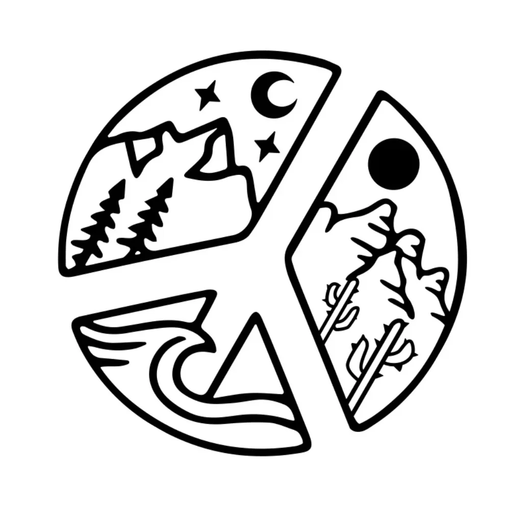 

Elemental Peace Decal Mountain Stickers Personalized Vinyl Car Window Side Door Laptop Auto Decoration Accessories Car Sticker