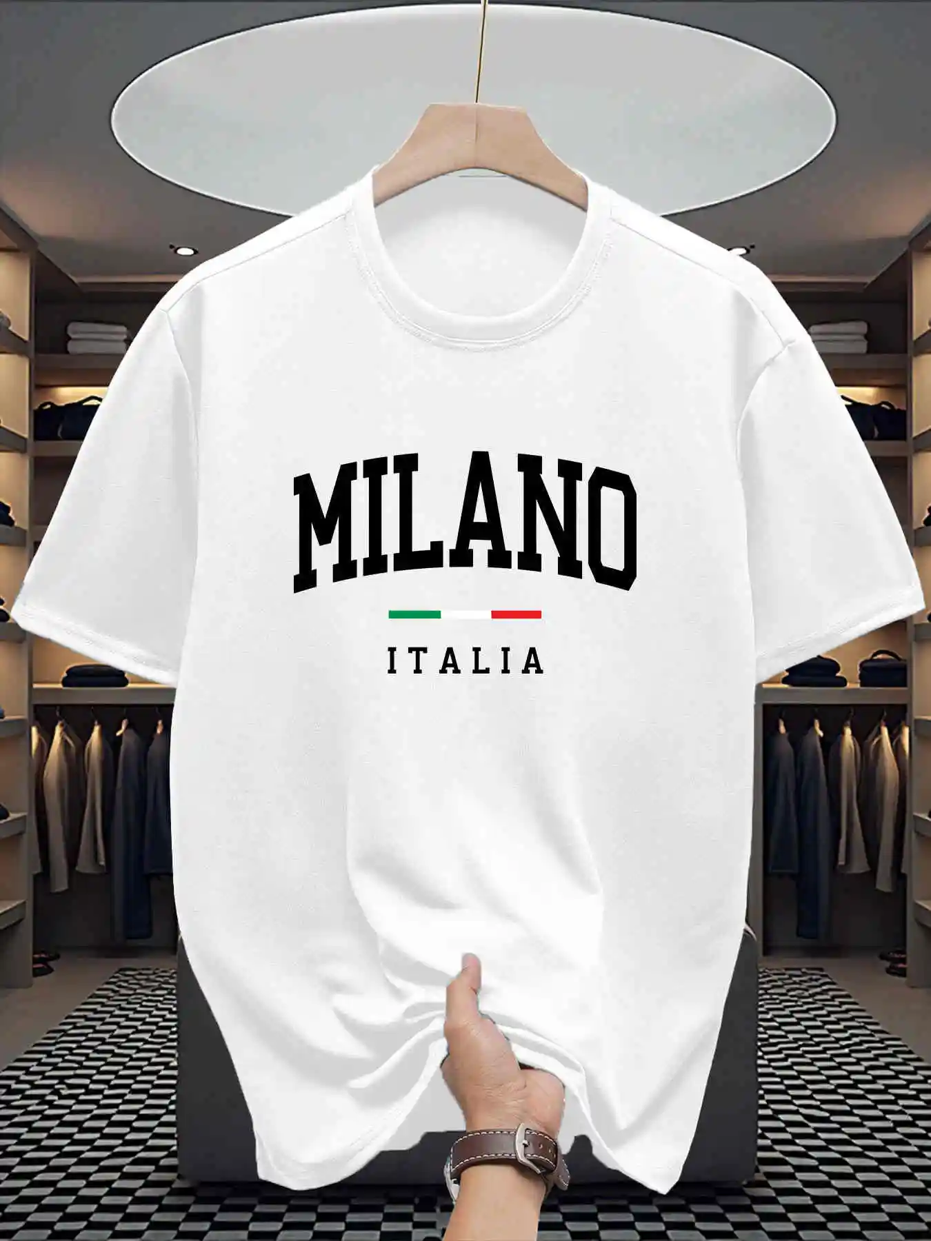 ميلانو رسالة الجرافيك طباعة تي شيرت للرجال التجفيف السريع النشط المحملة عالية الجودة في الهواء الطلق موضة عادية فضفاض تي شيرت رجل تي شيرت