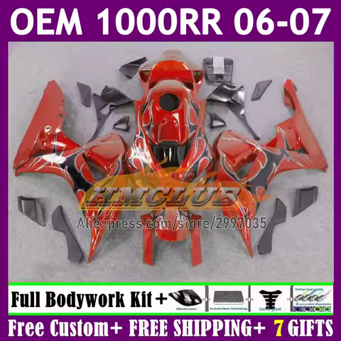 OEM Fairing For HONDA CBR-1000 1000CC CBR1000RR 06 07 20No.56 CBR1000 red flames CBR 1000 RR CC 1000RR 2006 2007 Injection Kit
