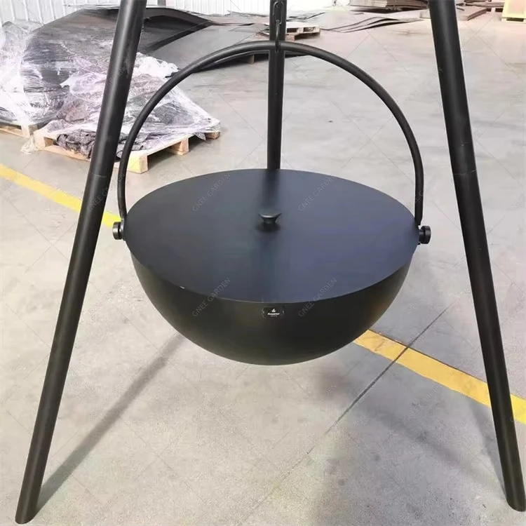 Outdoor Tripod Bbq Grill Metal Fire Pit Fire Bowl with BBQ Grill