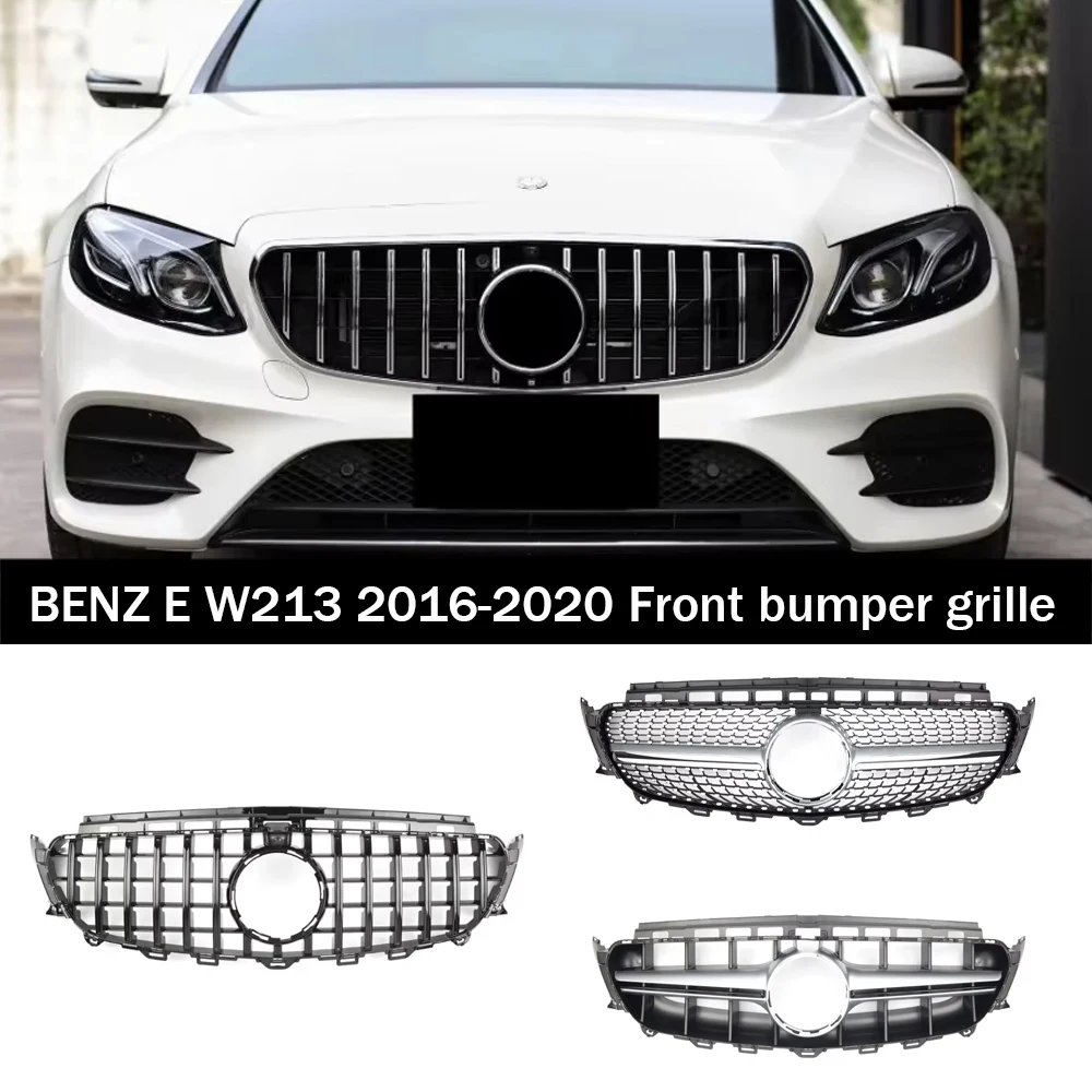 

Решетка бампера в стиле GTR для Mercedes-Benz E-Class W213 E200 E350 E43 Coupe, хромированные, с эффектом бриллиантов, для переднего бампера, гоночные решетки