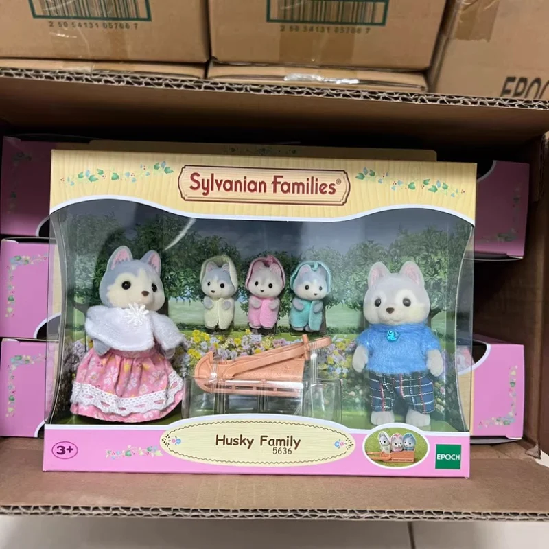 Sylvanian Families Calico Critters niñas juguetes para niños figuras de Anime en miniatura muñeca bonita juguetes para niños regalo de cumpleaños familia Husky
