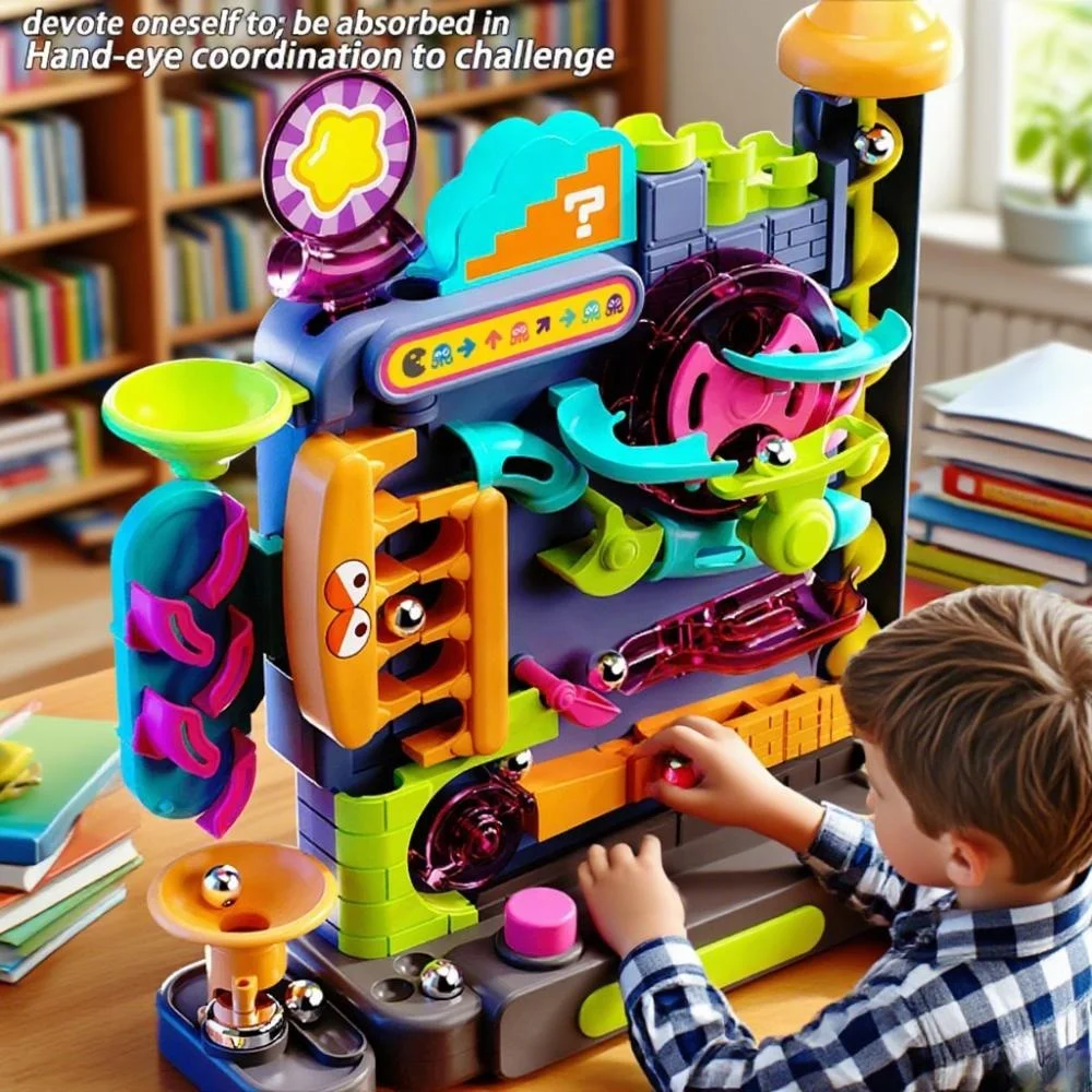 Lernspielzeug für Montessori: Mehrschichtiges Track-Abenteuerspiel, rollendes Ballmodell, interaktives Gehirn-Boosting-Spielzeug für Kinder