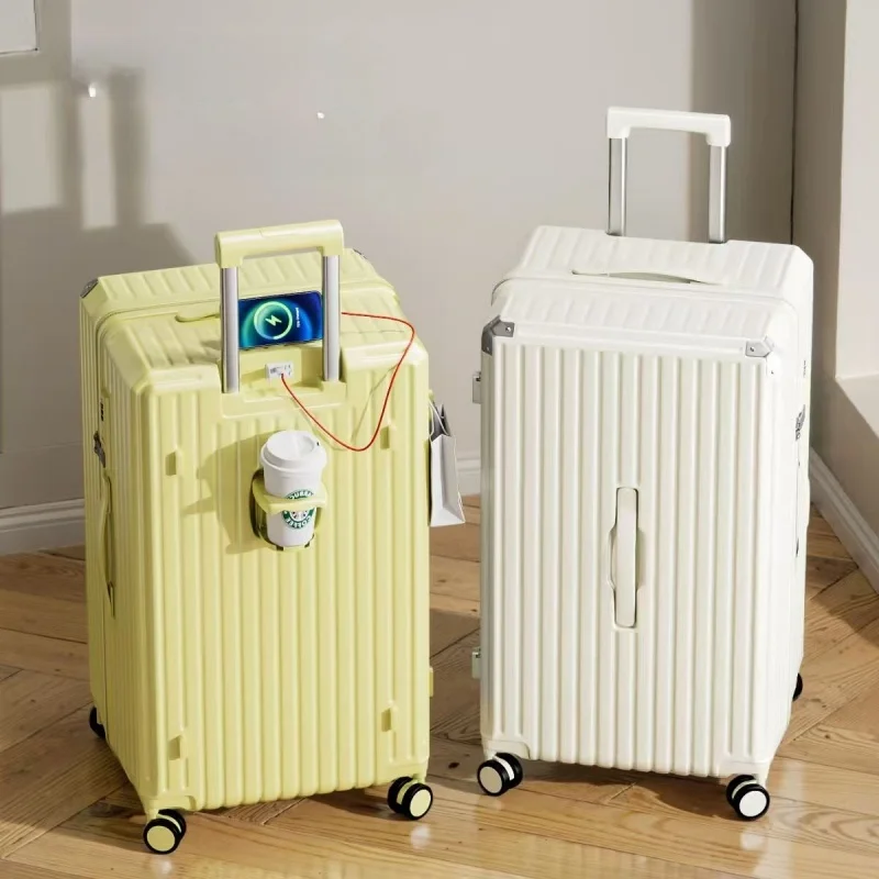 

2025 Новый большой женский чемодан Lage Capaci Thiened, футболка с семи разрезами, 26 дюймов, прочный, городской, простой, ABS + материал ПК