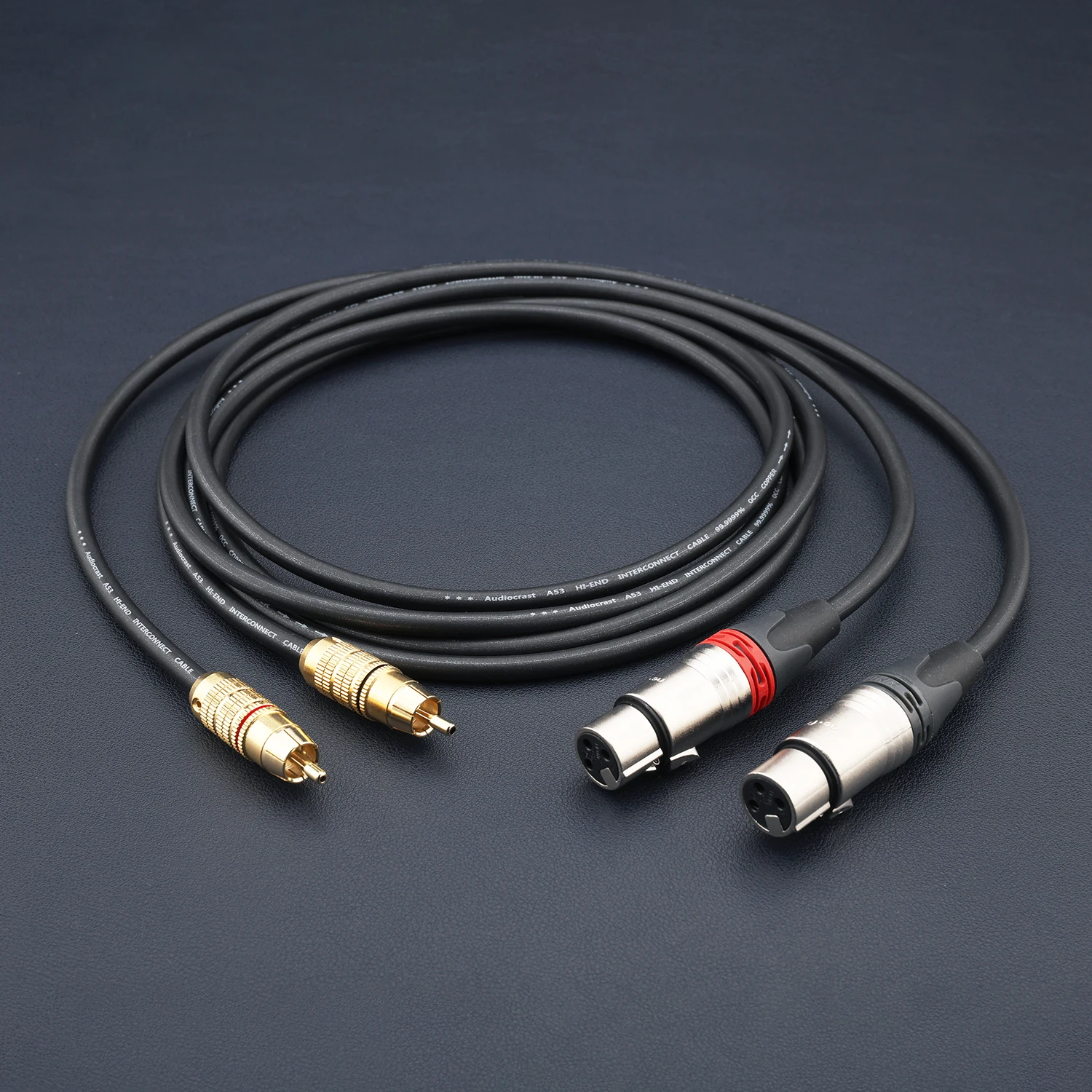 2RCA Male to Dual 3 Pin XLR Female/male  balanced RCA to XLR Adapter 24K Gold Plated Shielded Stereo Pair AMP DAC Mixer