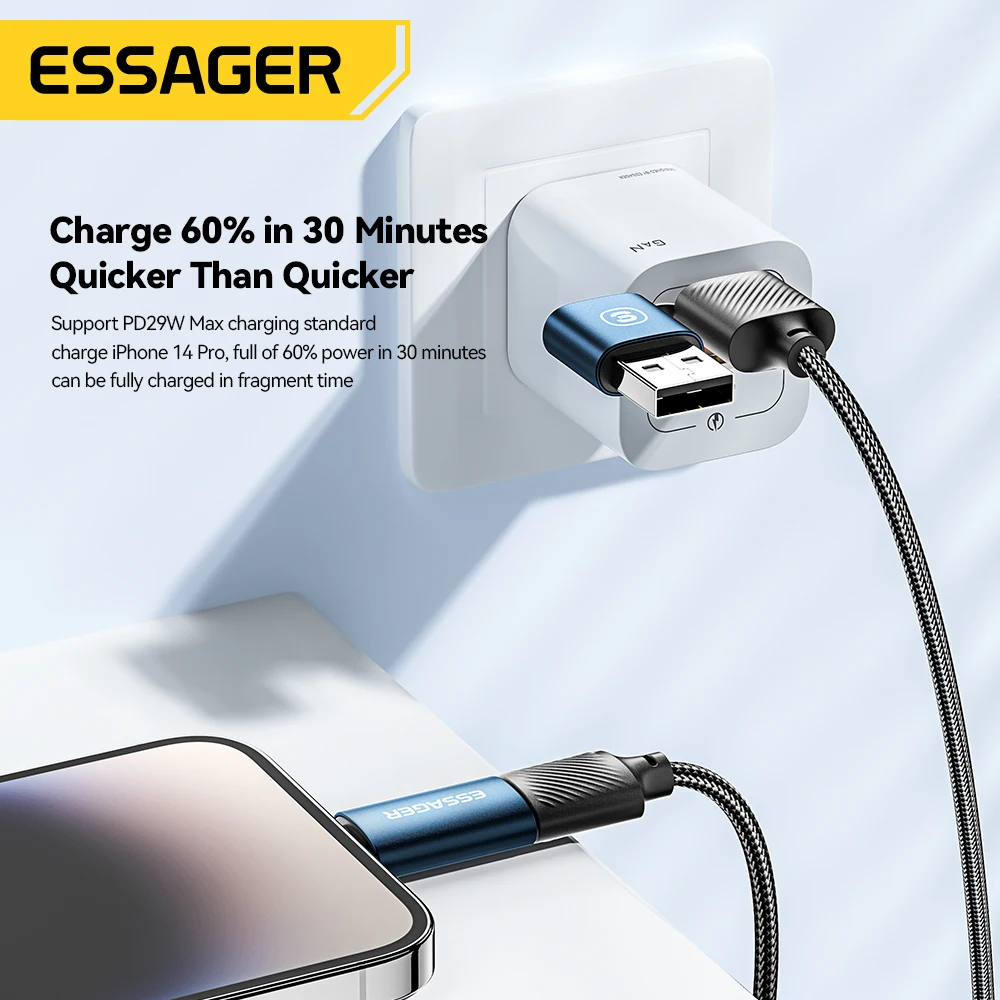 Essager-Cable USB tipo C de carga rápida para móvil, cargador múltiple 4 en 1, 65W, para IPhone 15, 14, 13 Pro Max, Xiaomi, Huawei