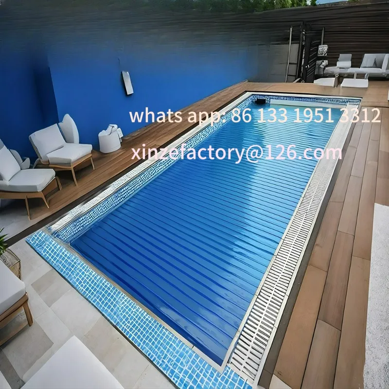 

Swimming pool cover remote control automatic shrinkage PC floating strip cover Swimming pool dust cover, strong bearing capacity