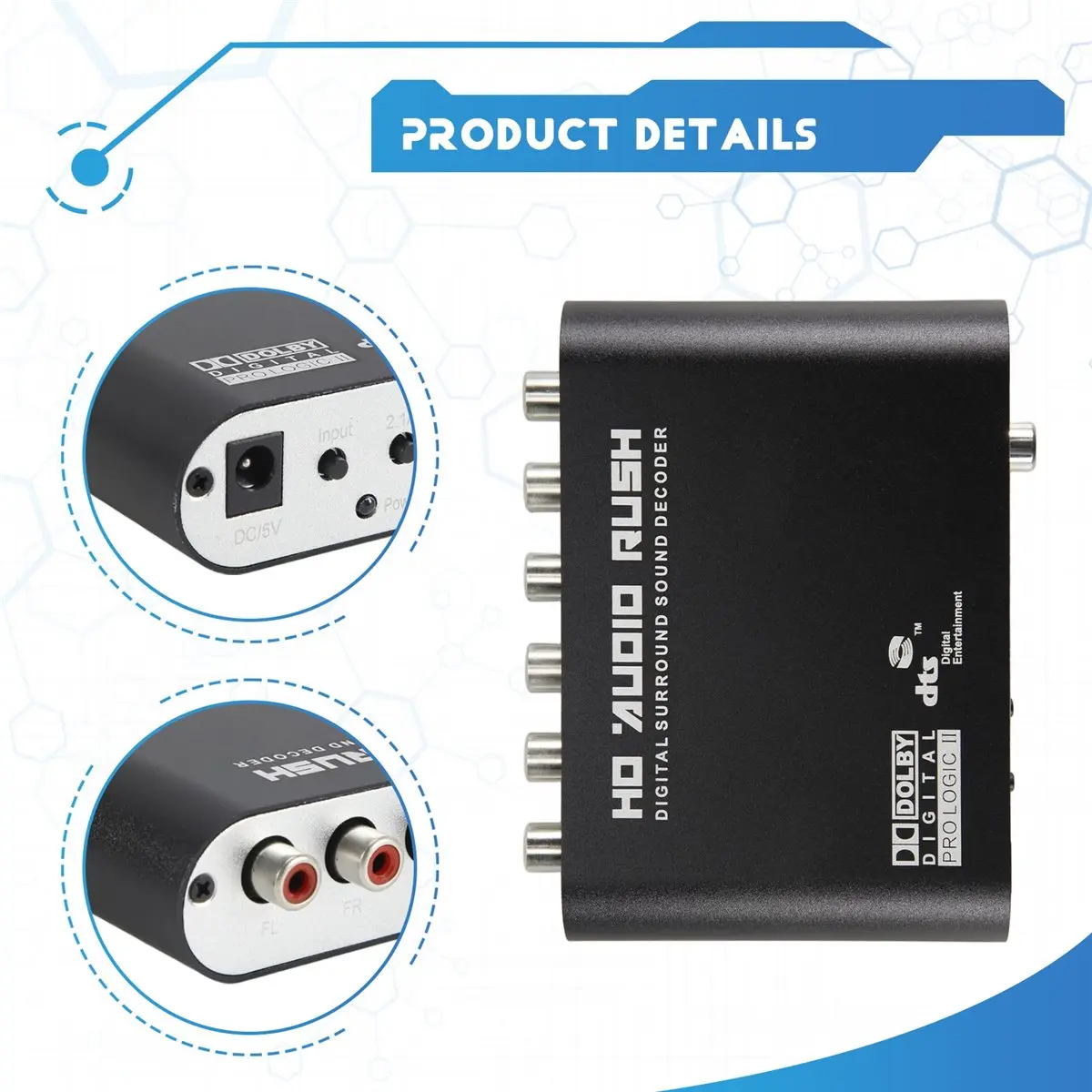 #34W Consumer Electronics,5.1 CH Audio Decoder SPDIF Coaxial To RCA DTS AC3 Digital For PS3 (black)