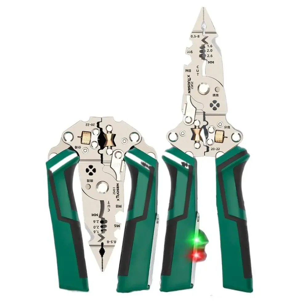 yesHigh Carbon Steel Electrical Cable Stripper Foldable 10 in 1 Function Voltage Tester Cable Cutting Electricity Measurement