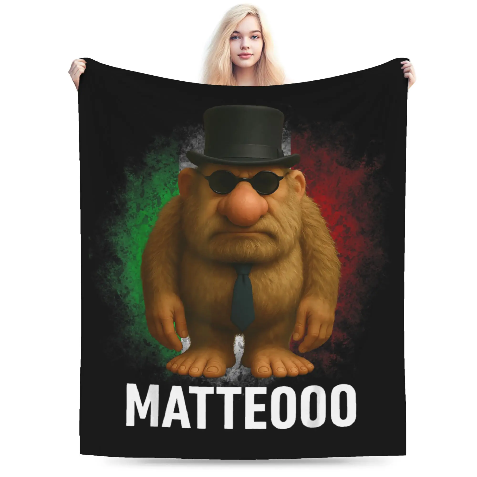 Matteo Mateo Matteooo Italian Brainrot Meme Flag Italy Flannel Blanket  Warm Soft Throw Blanket for Bedspread Sofa Bed Cover