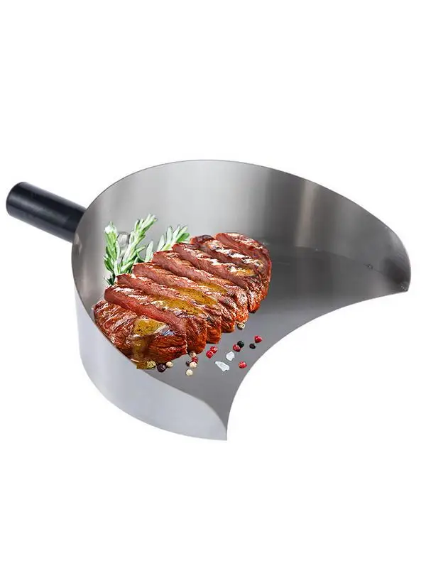 Handheld Meat Catcher Heat Resistant Barbecue Shovel Stainless Steel Meat Catcher for Campfire Party Outdoor Camping Barbecue