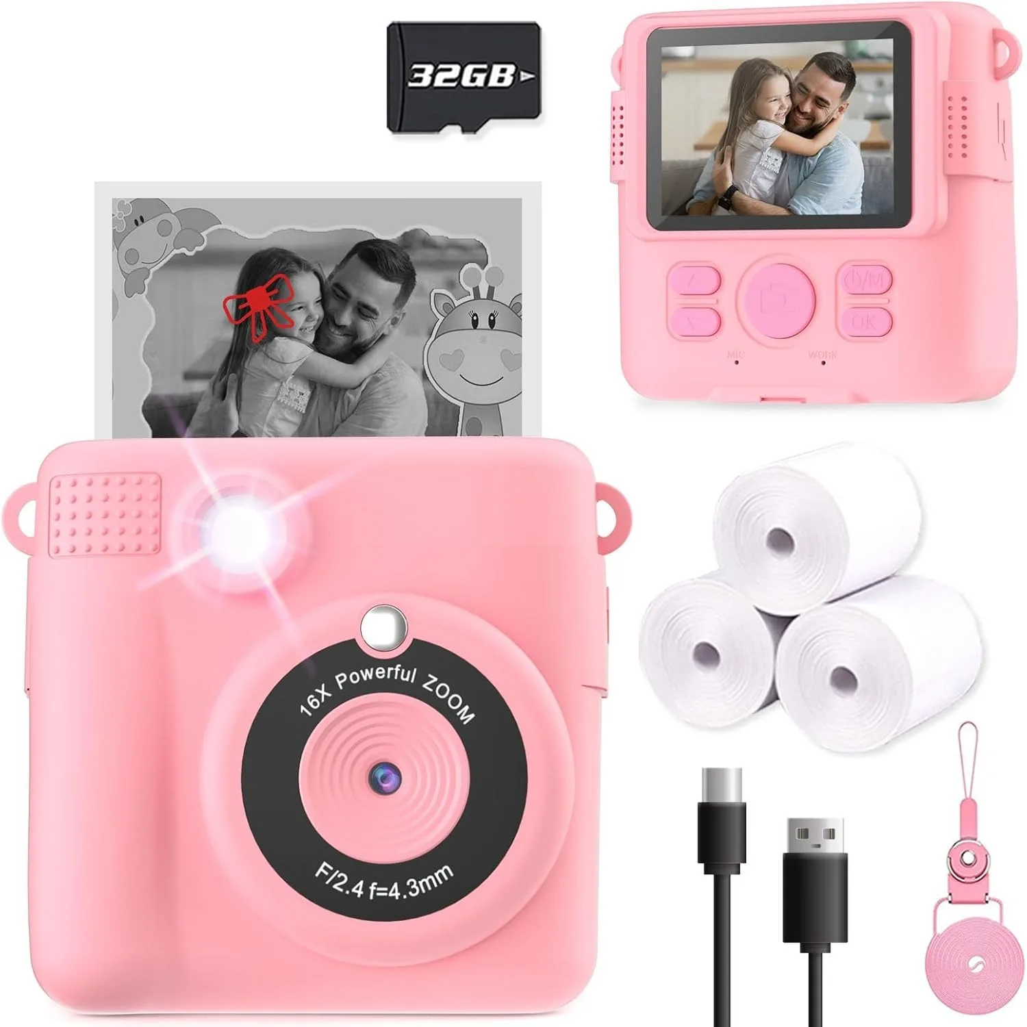 Children's Camera Christmas Birthday Gift for Girls and Boys Aged 3-12 High Definition Digital Camera Portable Toy