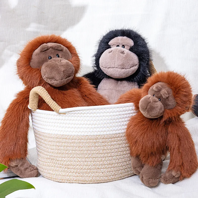 26/35cm Simulation Gorilla Plush Doll Soft Stuffed Orangutan Toy Realistic Ape Animal Doll Creative Home Decor Toy Birthday Gift