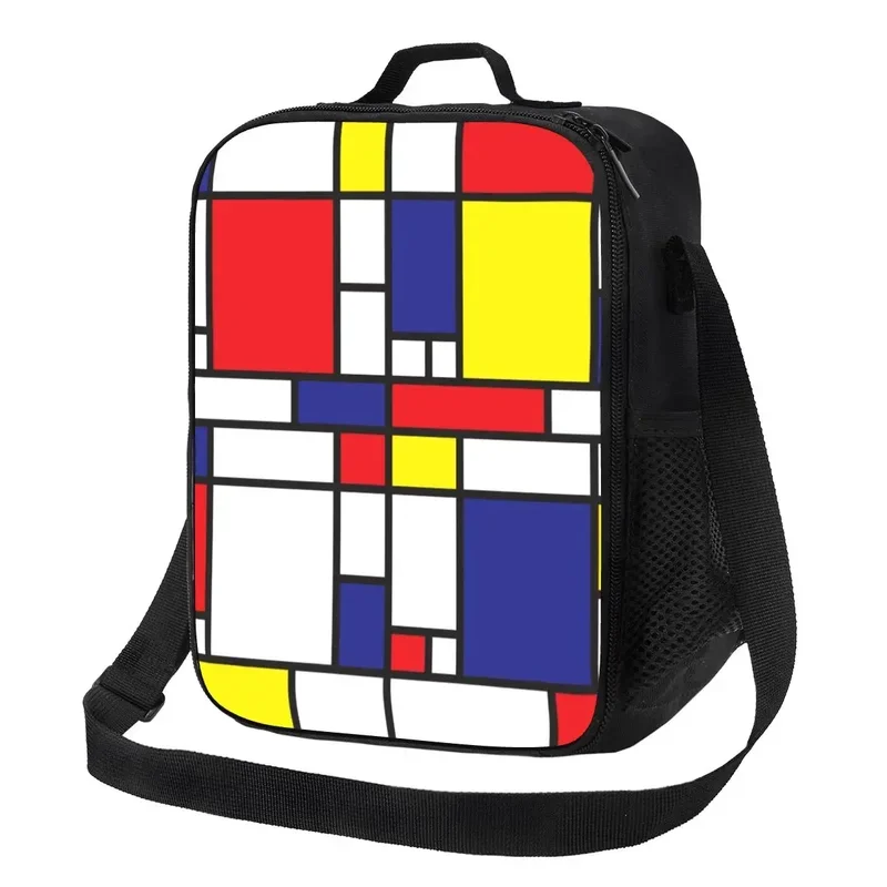 Piet Mondrian Lunch Boxes Leakproof Geometric Abstract Art Plaid Thermal Cooler Food Insulated Lunch Bag School Children Student