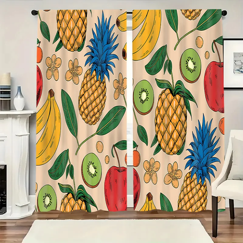 Tropical Fruit Curtains Set of 2 Polyester HD Print Rod Pocket Light Filtering for Living Room Bedroom