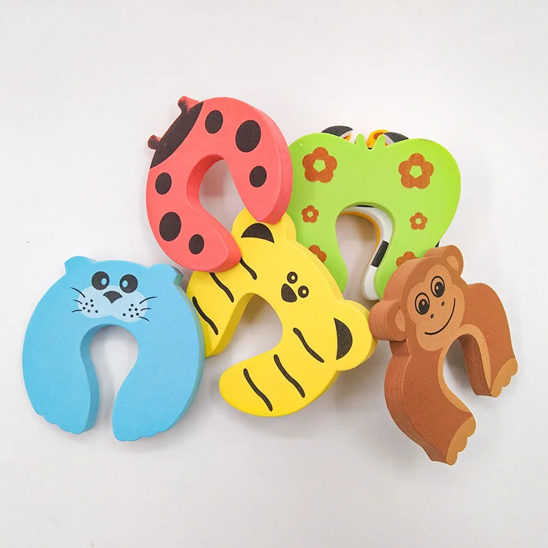 1Pc Cartoon Door Stopper EVA Foam Bear Tiger Butterfly Monkey Door Stops Animal C-Shape Door Clamp Safety Finger Pinch Protector