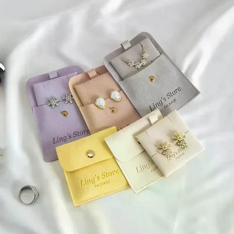 

Jewelry Pouch Packaging Bag Snap Bag 8x8cm With 6x6cm Cards Soft Velvet Gift Necklace Earrings Rings Storage Bag