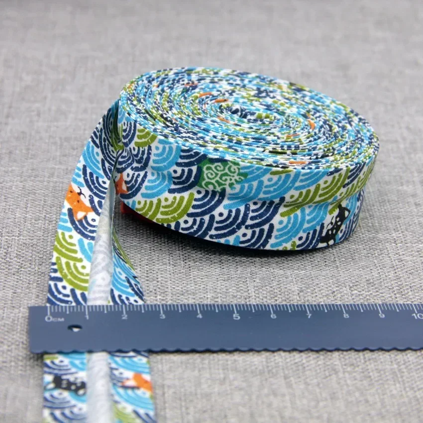 Cotton Bias tape printed flowers, size: 25mm,1\