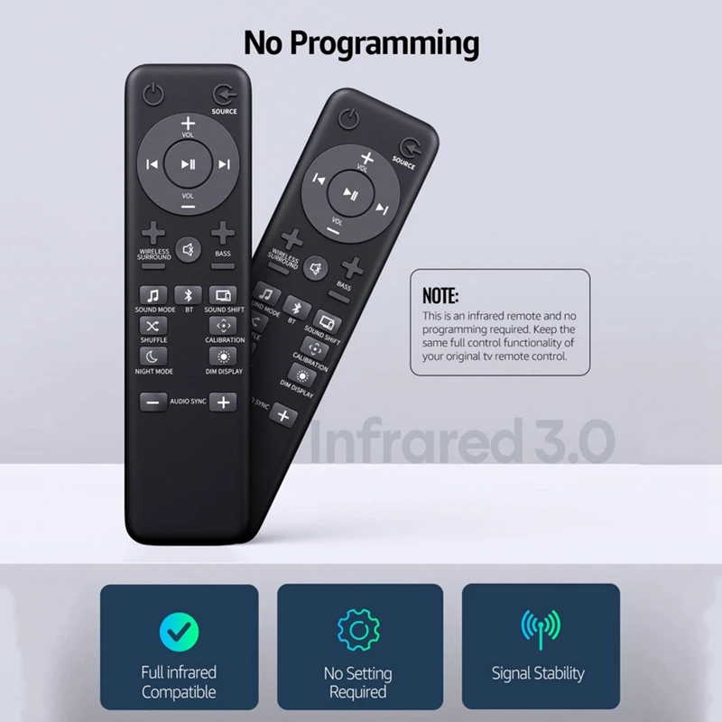 Remote Control Replacement For JBL Soundbar 2.1/3.1/5.1 Speaker System JBLBAR51BLKAM JBLBAR51BLKEP JBLBAR51BLKAM-Z, 2PCS