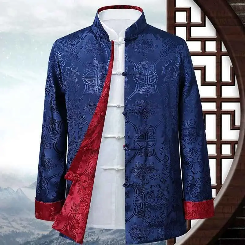 Chinese Dragon Kung Fu Style Men's Tang Suit New Year's Traditional Clothing Ethnic Fashion Men's Shirt High Quality Material