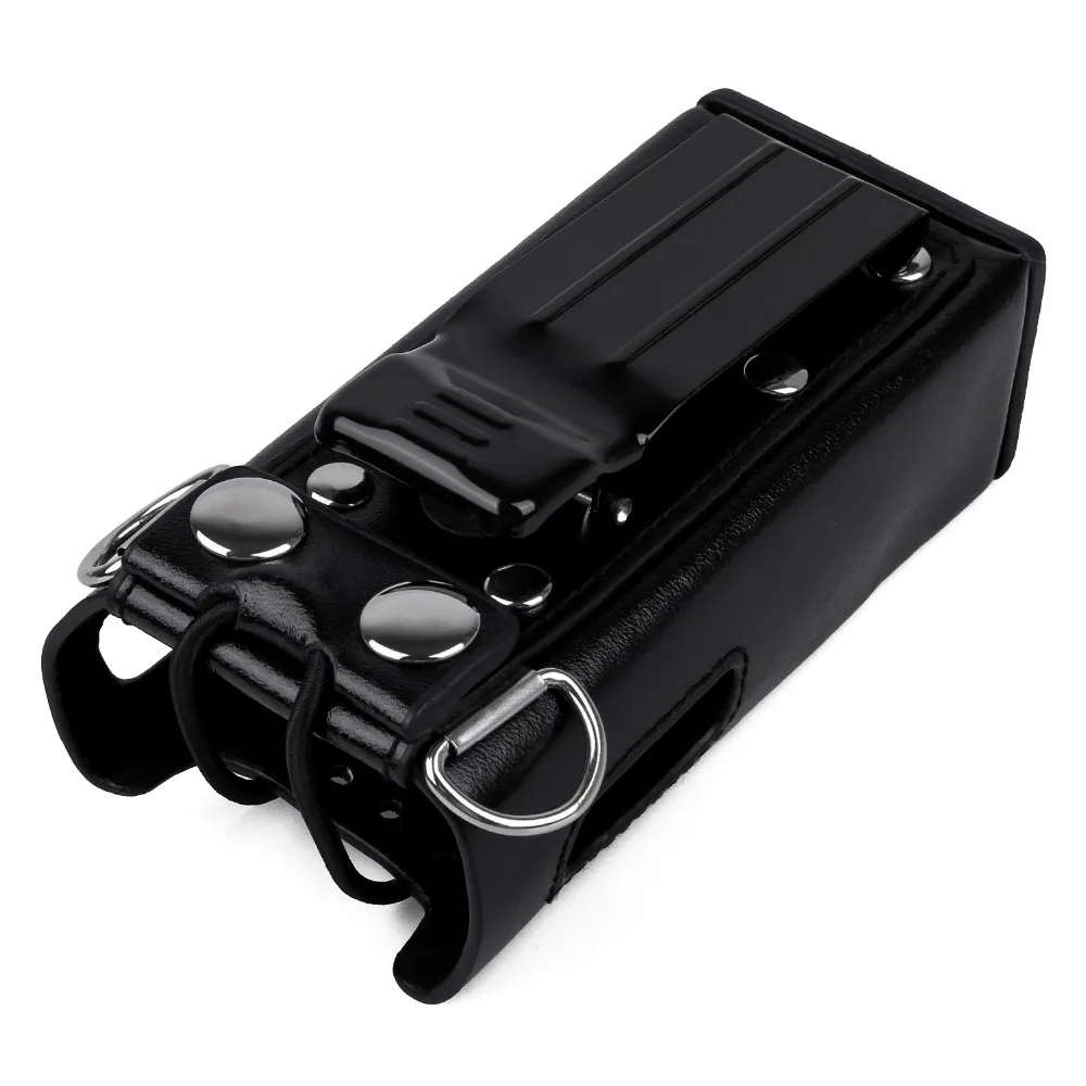 Two Way Radio Leather Protective Sleeve Shoulder Bag Hard Holster Case for Motorola GP328 GP340 GP380 GP3188 EP450 Walkie Talkie view 3