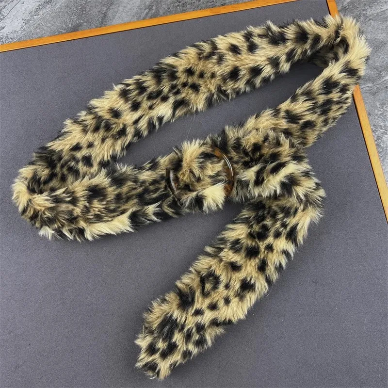 여성용 빈티지 인조 모피 레오파드 코르셋 여성용 허리띠 코트 허리띠 드레스 장식 와이드 벨트 J1624