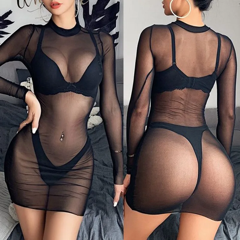 

SummerNew Sexy Women Beach Dress Mesh Bathing Suit Cover Up Sheer Bikini Swimwear Sexy Dress Lingerie See Through Dresses