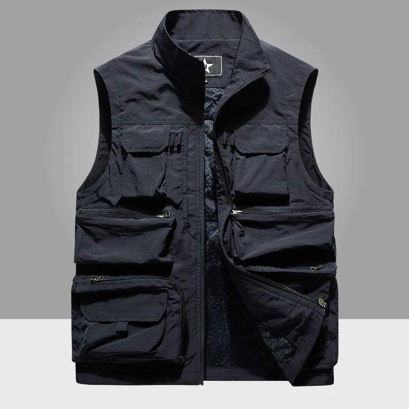 Summer Men  Tactical Vest Coat Casual Men\'s Photographer Waistcoat Mesh Work Sleeveless Jacket Tools Pocket Vest 6XL