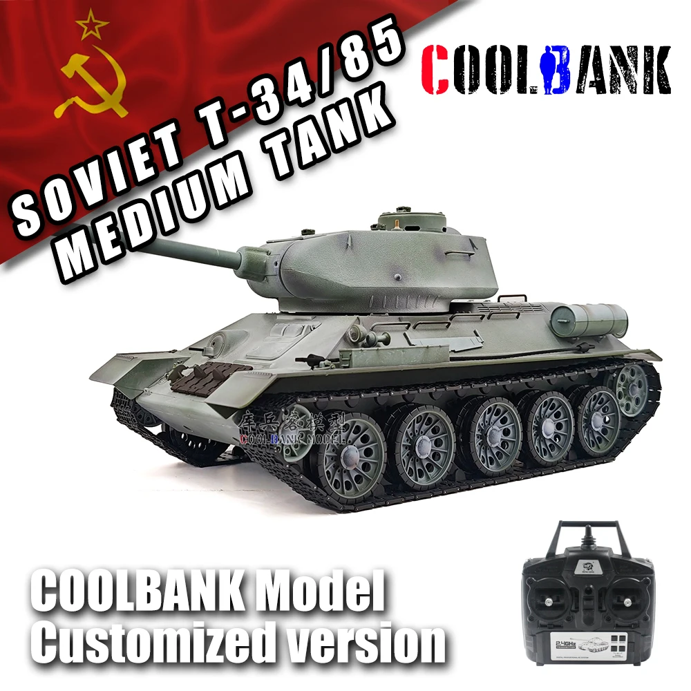 Coolbank Edizione modificata 3909-1 1/16 2.4ghz Telecomando Unione Sovietica T-34/85 Modello di carro armato medio che spara con suono e luce