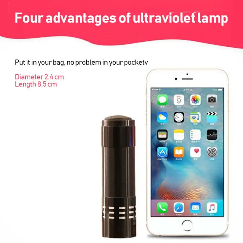 Mini lampe de poche à lumière ultraviolette à séchage rapide, outil de manucure, super torche, déterminer la question d'art des ongles