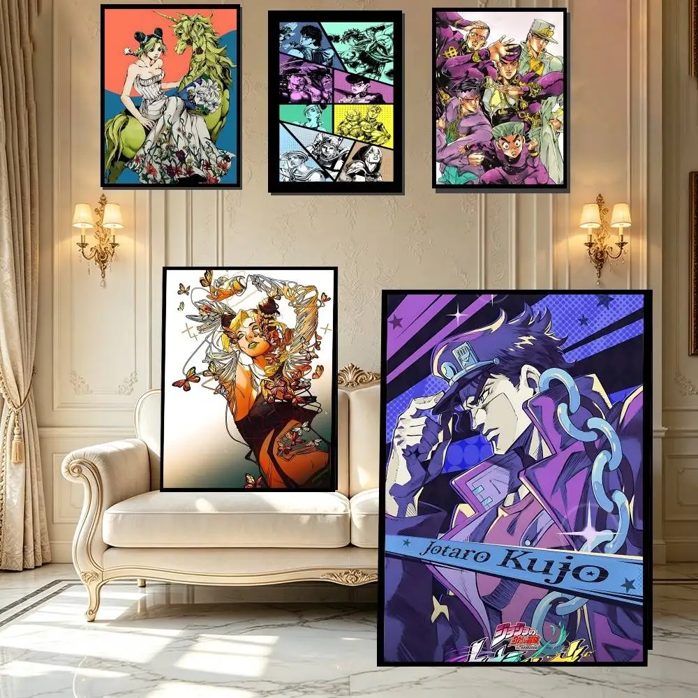 Anime JoJos- BizarreS- AdventureS Poster High Quality Print Poster Waterproof Wall Art Movie Posters For Living Bedroom Retro Ro