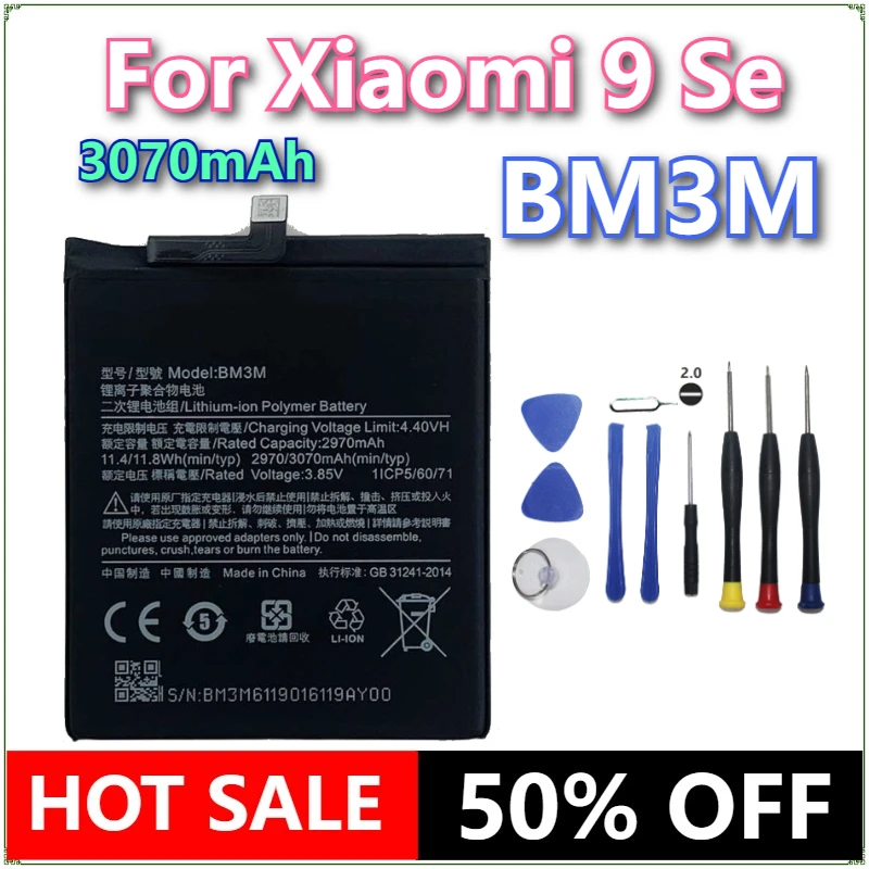 

Совершенно новый аккумулятор для мобильного телефона BM3M 3070 мАч для Xiaomi 9 Se Mi9 SE Mi 9SE BM3M, высококачественные сменные аккумуляторы для телефона + инструменты