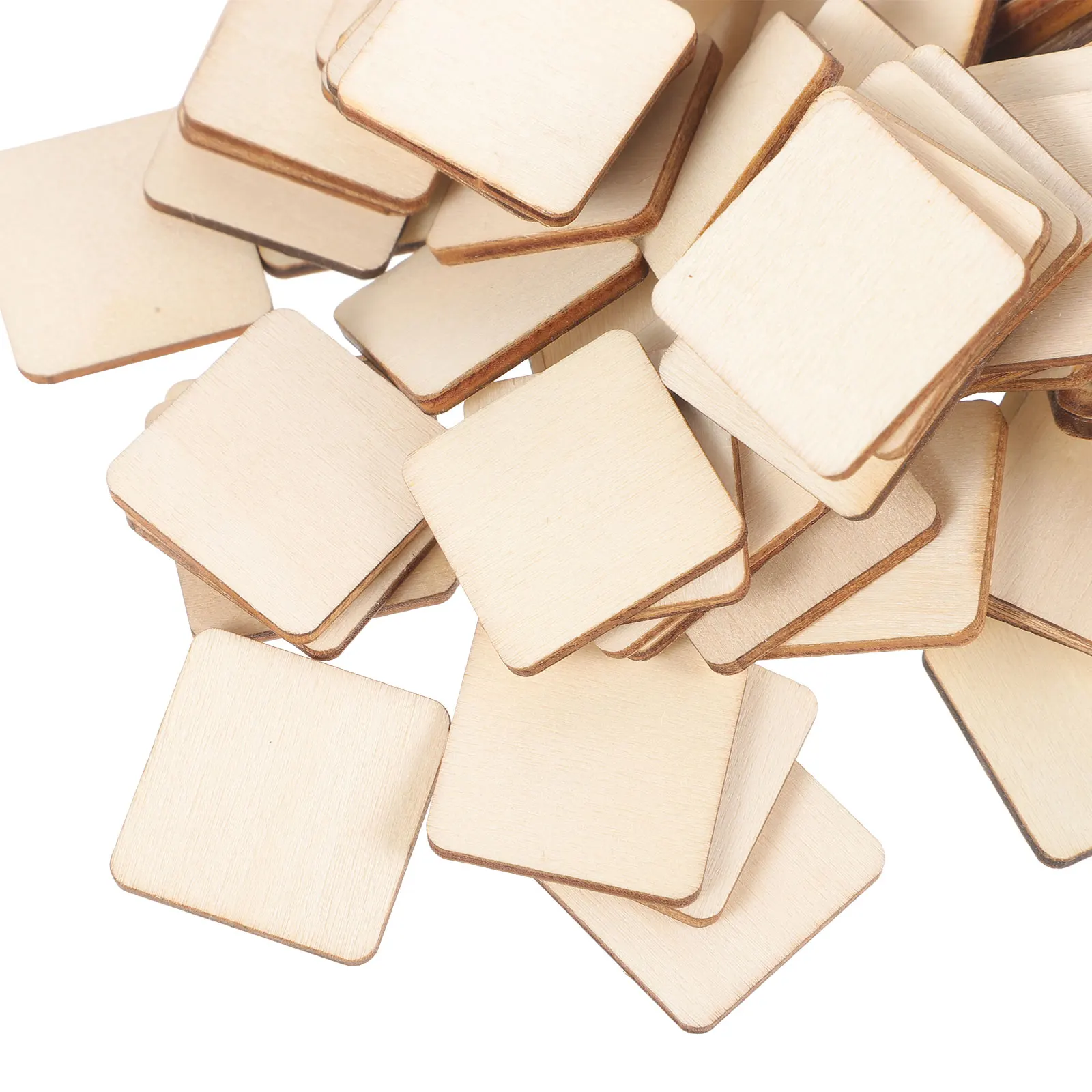 

300 pcs Square Wood Slices 25Mm Blank Unfinished Diy Craft Pieces For Painting Staining Handmade Decor Wedding Gift Wood Plaque