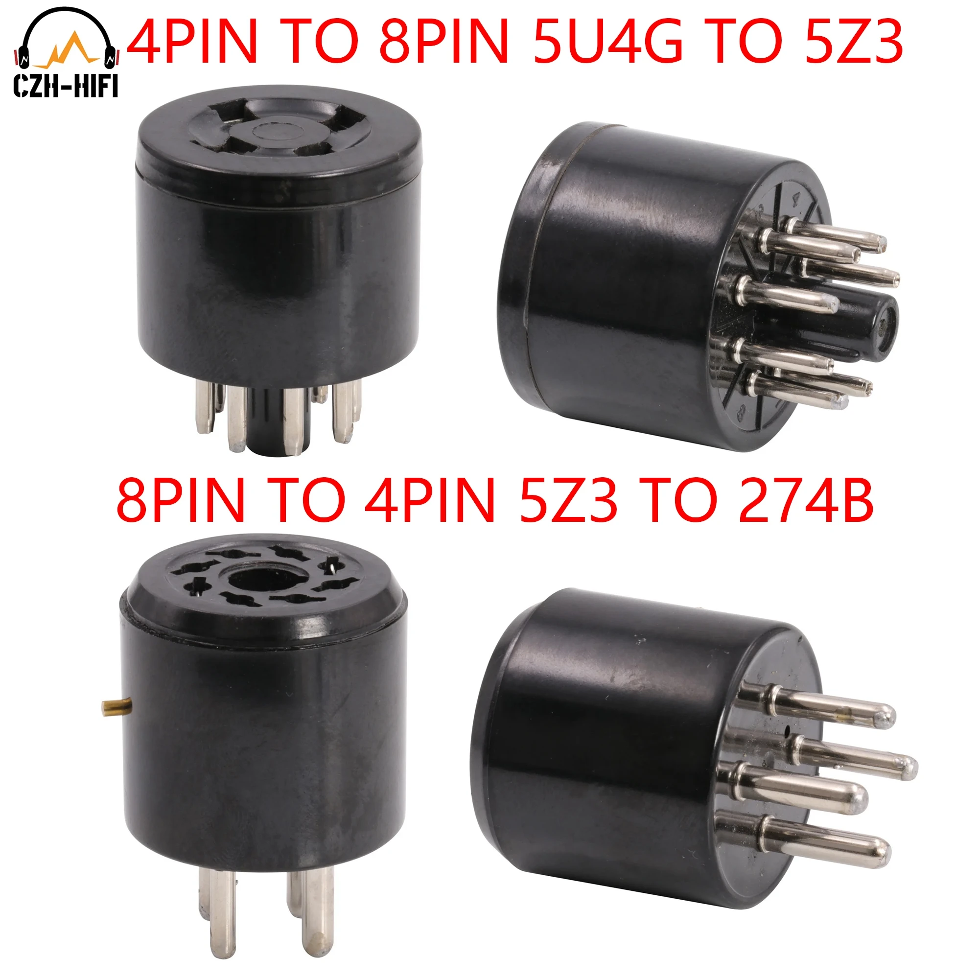 1pc Vacuum Tube Converter Adapte 8pin to 4pin 4pin to 8pin Tin plated for 5Z3 to 274B Vacuum tube HiFi Guitar audio amplifier