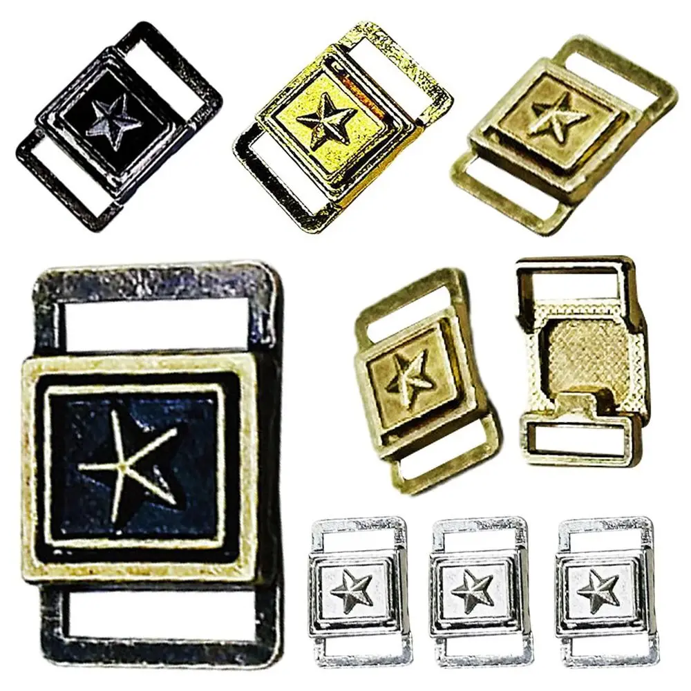 10Sets 7mm Metal Belt Buckle Ultra-small Star Shape Retro DIY Buttons 5 Colors Mini Clothes Buckles DIY Doll Clothes Accessories