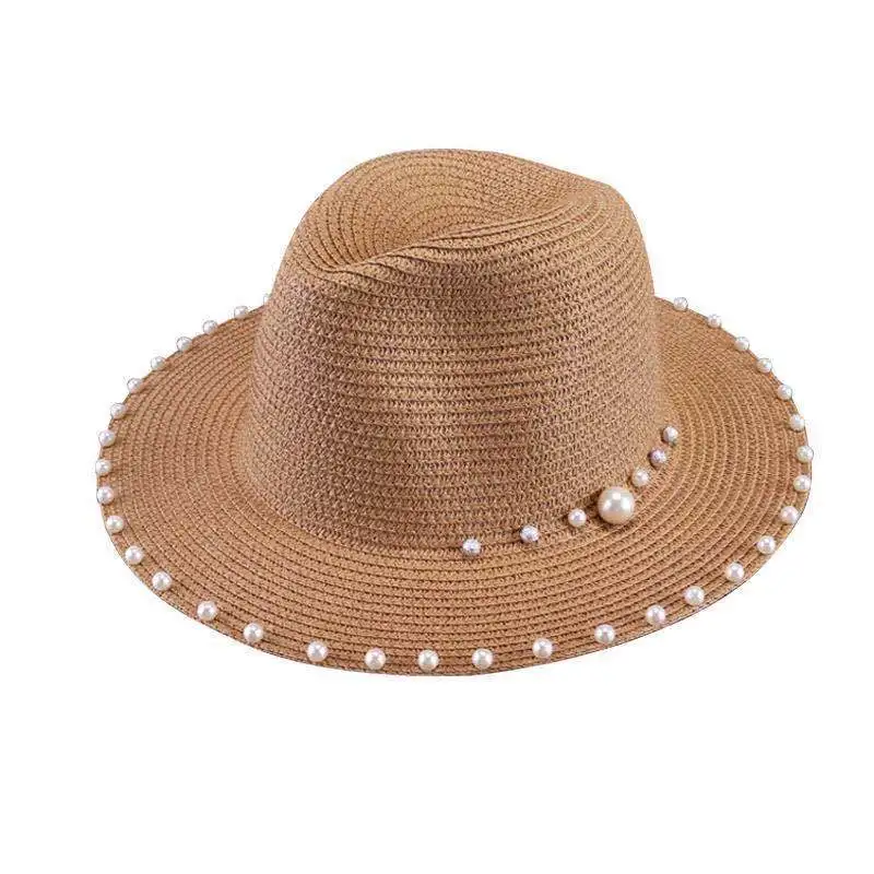 Summer Hats For Women 2022 sun Protection Straw Hat Fashion Girl Pearl sun hat holiday Beach Hat visor Cap Dropshipping