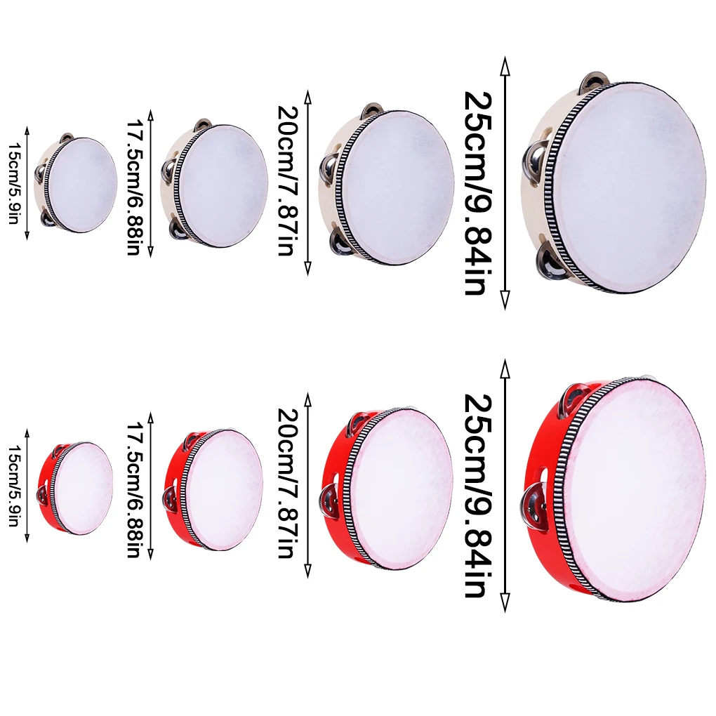 Tambourine redondo de madeira para amantes da música, ampla aplicação, cor natural, presentes para todas as idades, 10"