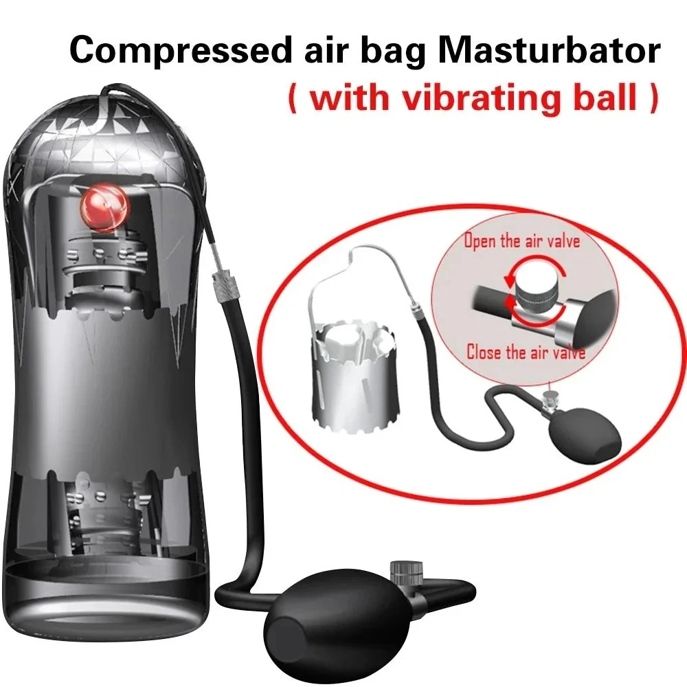 Male Masturbation Cup Penis Pump Glans Stimulator Penis Trainer Vibrating Ball Inflatable Bulb Squeeze Adults Products Sex Toys - view 6