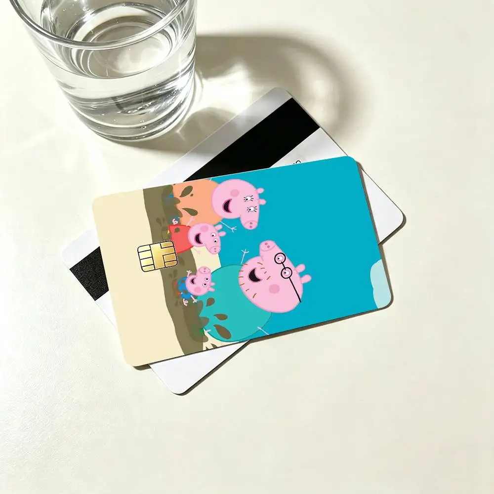 Peppa Pig C-Cartoon P-Pink Credit Card HD Stickers Game Card Decal Small Chip Waterproof Sticker Gift view 6