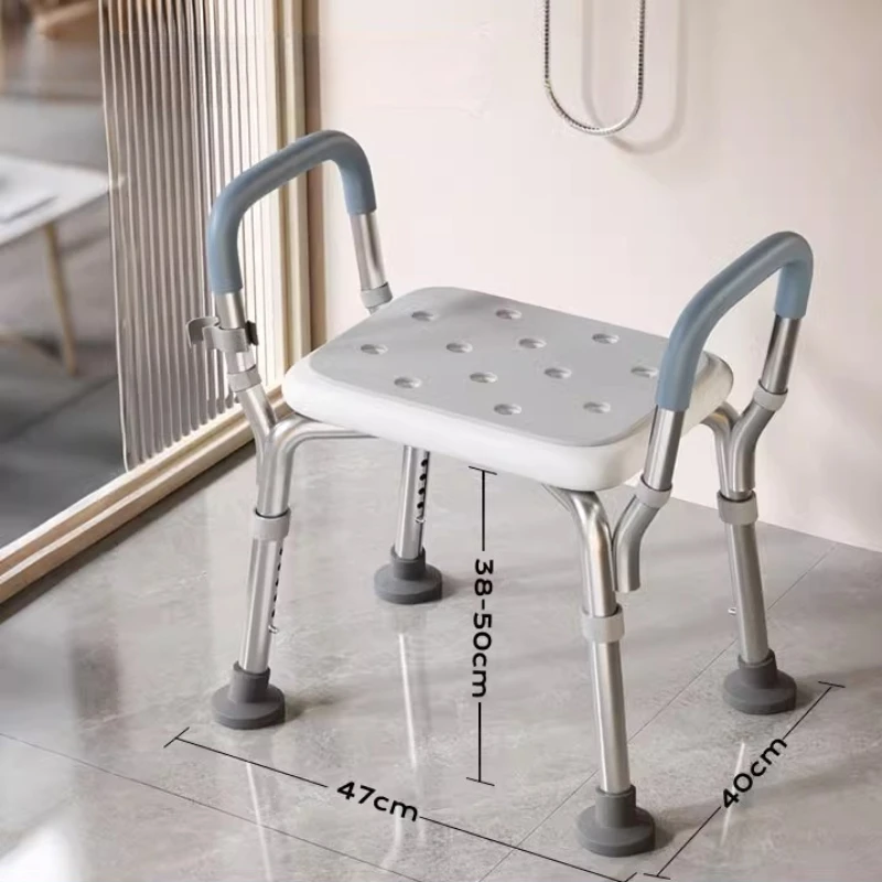 Shower Chair Extra Wide Seat Adjustable Height Bath Stool Foldable Anti Tip Waterproof Seat for Elderly Bathroom Use