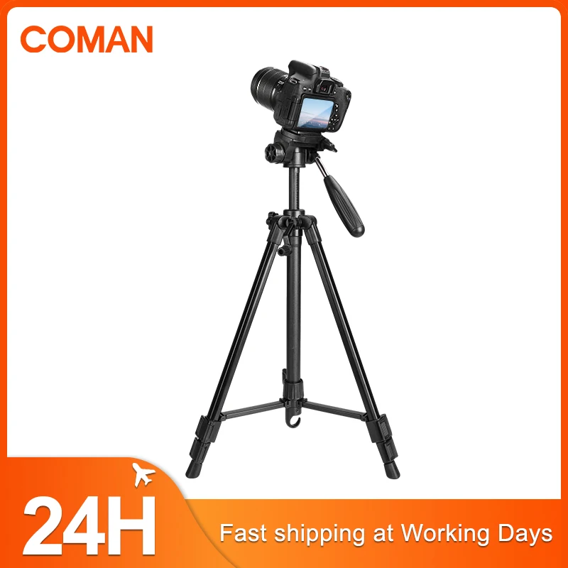 

COMAN E600 Aluminum Professional Tripod Stand For DSLR Camera With Carry Bag and Phone Holder For Video Recording Filming