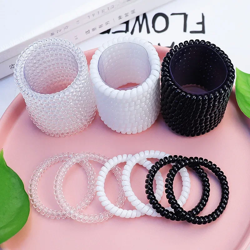 1-100Pcs Large Spiral Hair Ties 45mm Spiral Hairs Bands Coil Hair Bands Telephone Cord Bobbles No Trace Strong Hold Waterproof