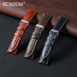 Vintage Oil Wax Leather Watch Strap 18mm 19mm 20mm 21mm 22mm Quick Release Universal Cowhide Watchband Accessories Pin Buckle