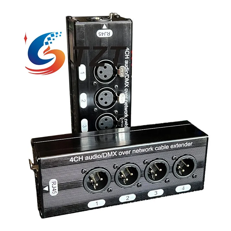 Пара TZT 4XLR-F + 4XLR-M удлинитель аудио/DMX через сетевой кабель 4-канальный удлинитель Ethernet-кабеля XLR, совместимый с DMX/AES/