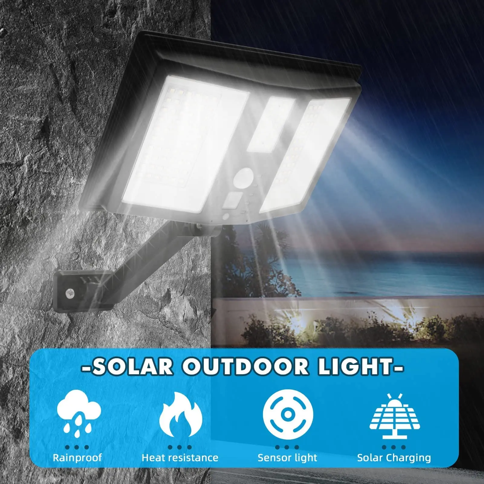 Solar Lights Outdoor 138 LEDs Waterproof Wireless Solar Flood Light with Remote Control, Security Motion Sensor Light for Patio