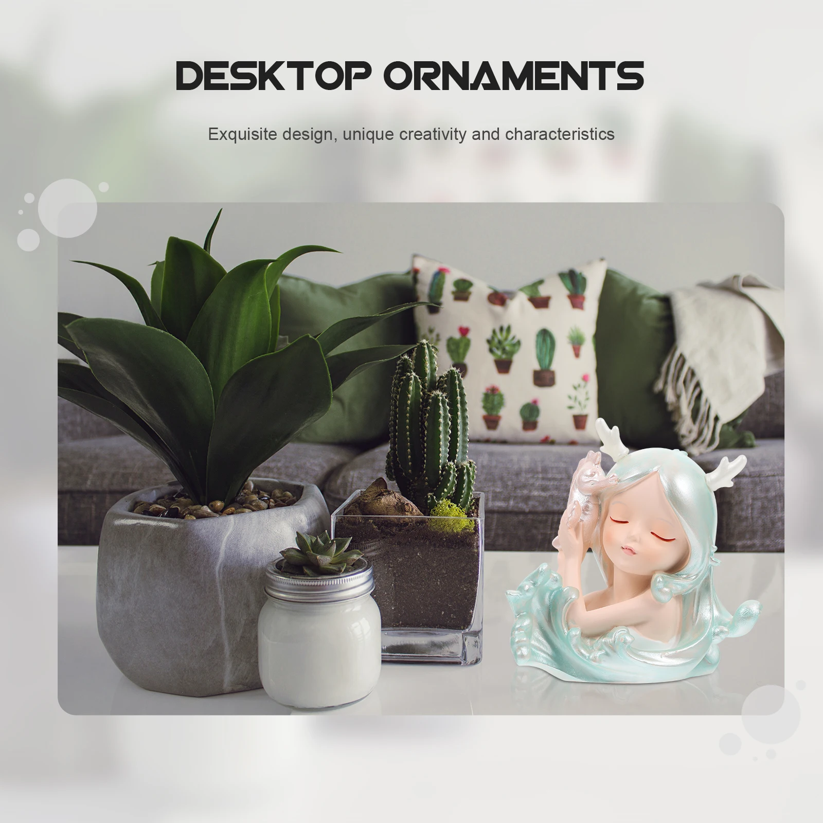 

Ocean Girl Ornament Valentines Day Decorations for Table Mini Figurines Ornaments Sea Party Bedroom Mermaid Birthday Cute Beach