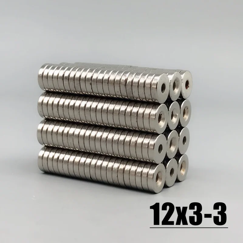 10/20/50/100/500Pcs 12x3-3mm Neodymium Disc Magnet 12*3 Hole 3mm Round Super Powerful Strong Permanent Magnetic Imanes