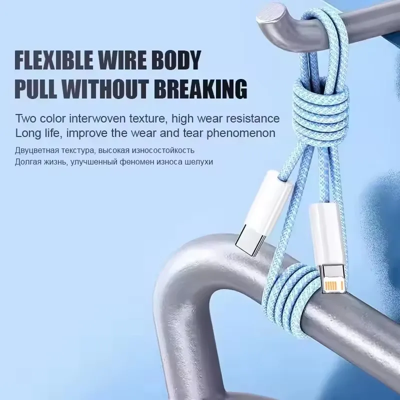 Cable PD 35W Carga Rápida para iPhone 13 14 Pro Max 11 12 mini X XR XS Max 7 8 Plus USB-C Datos Trenzado 1m 2m 3