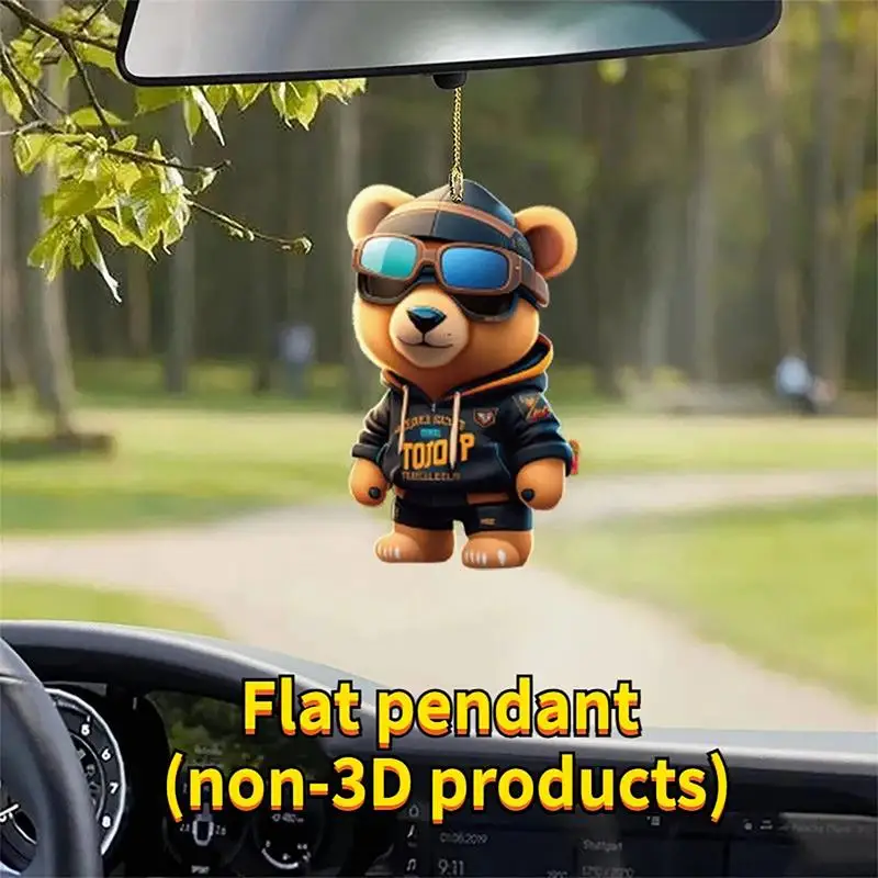 Bear Car Rear View Ornaments Automotive Rear View Mirror Pendant Cute Bear Car Hang Ornament Lucky Charm For Car Interior