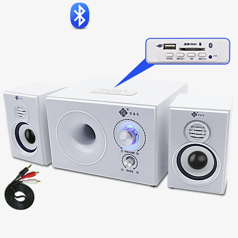 2.1 Channel Bluetooth Speaker Wooden Multimedia Home Theater Super Subwoofer Wooden Home Audio Computer Speakers Set Sound Box